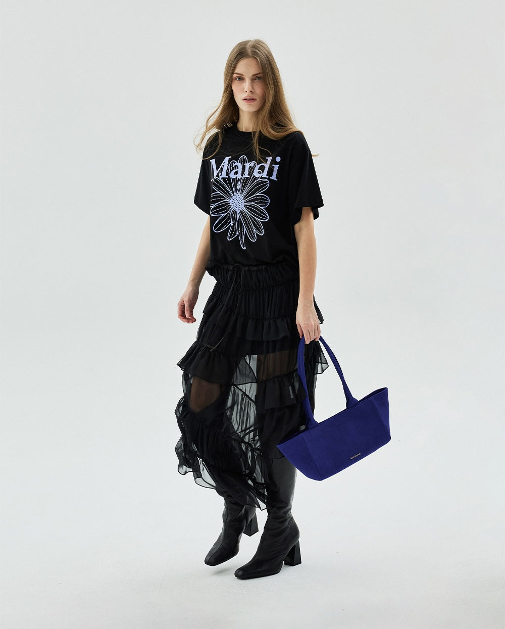 Tshirt FLOWERMARDI Black Light Purple
