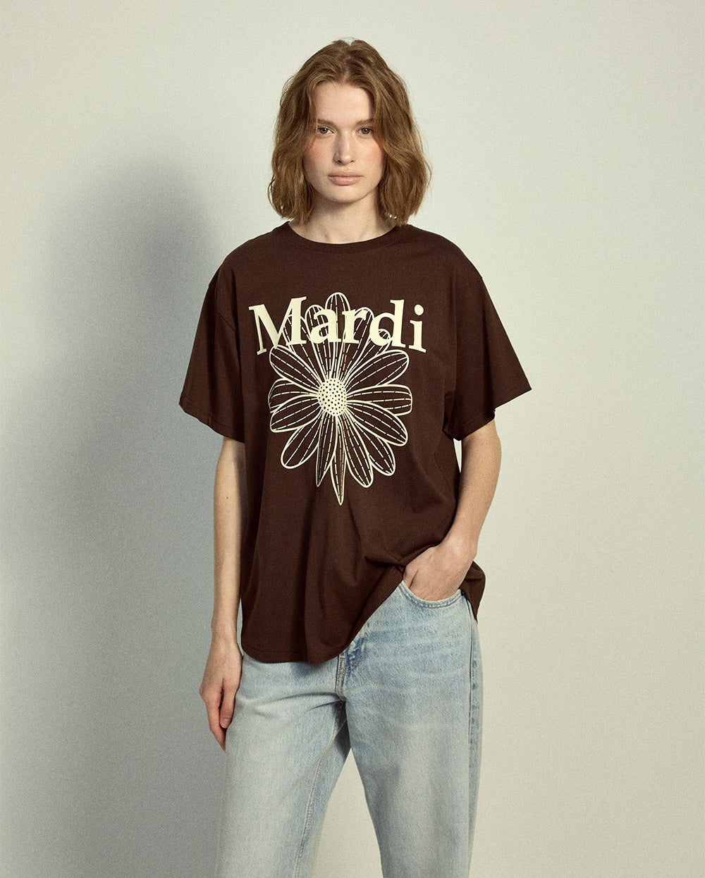Tshirt FLOWERMARDI Brown Cream