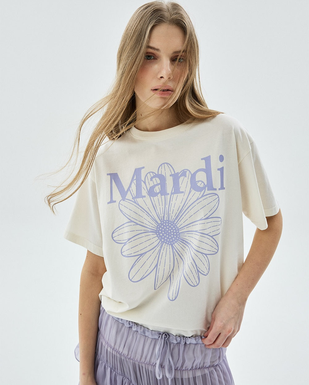 Tshirt FLOWERMARDI Cream Light Purple