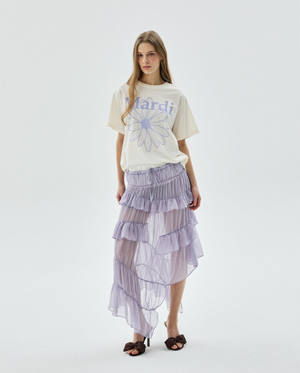 Tshirt FLOWERMARDI Cream Light Purple