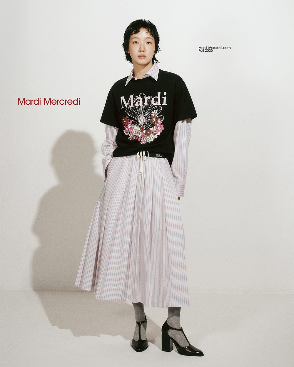 Tshirt FLOWERMARDI JARDIN Black Pale Pink