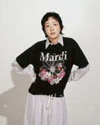 Tshirt FLOWERMARDI JARDIN Black Pale Pink