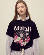 Tshirt FLOWERMARDI JARDIN Black Pale Pink