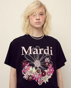 Tshirt FLOWERMARDI JARDIN Black Pale Pink