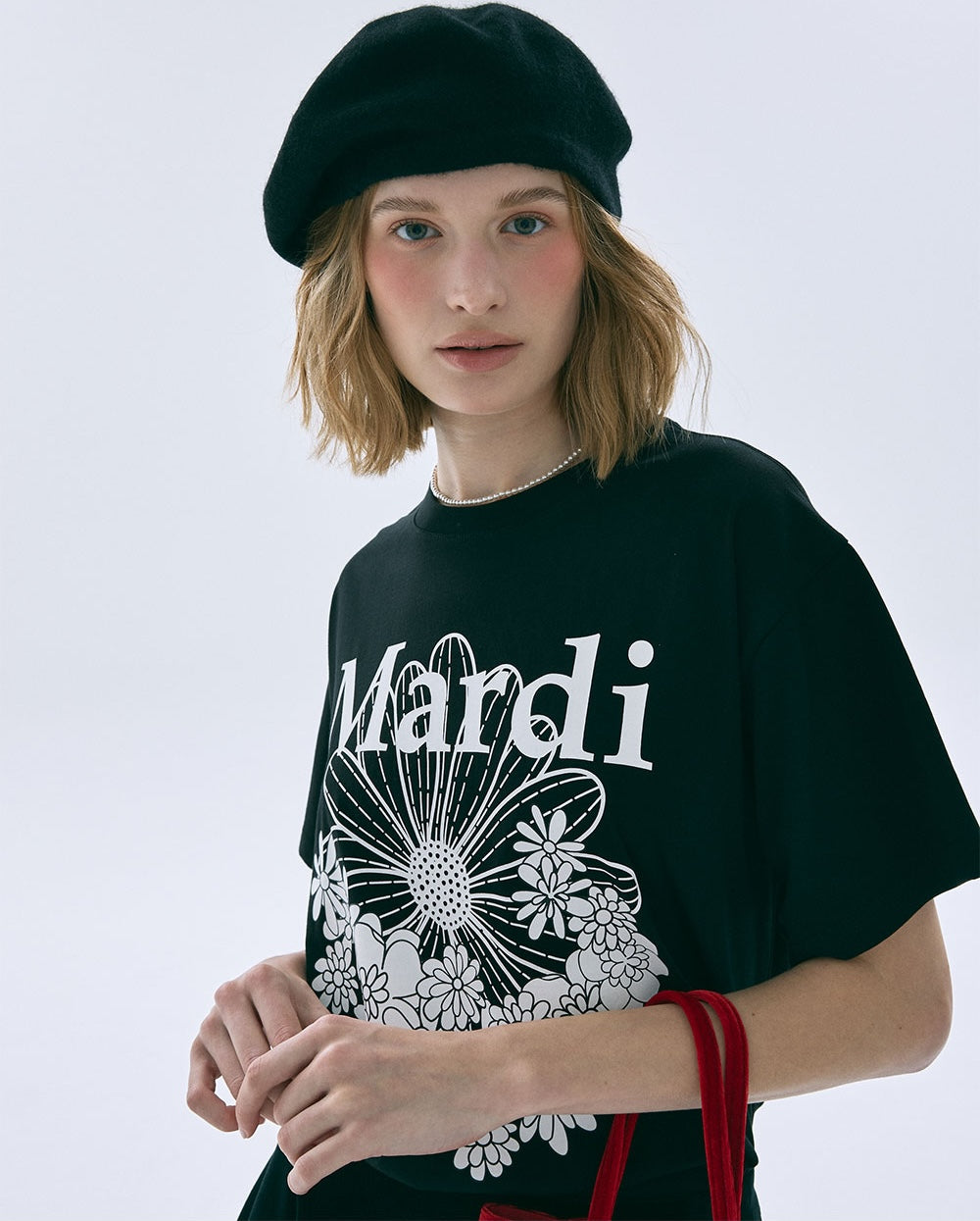 Tshirt FLOWERMARDI JARDIN Black White