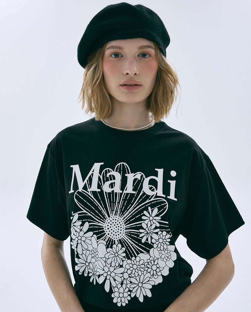Tshirt FLOWERMARDI JARDIN Black White