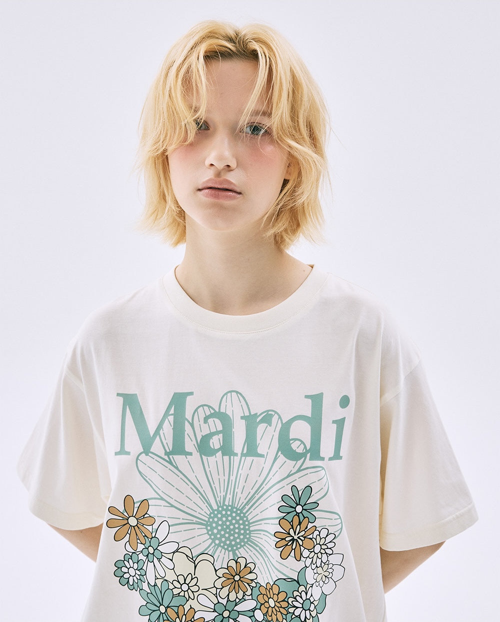 Tshirt FLOWERMARDI JARDIN Cream Moss Green