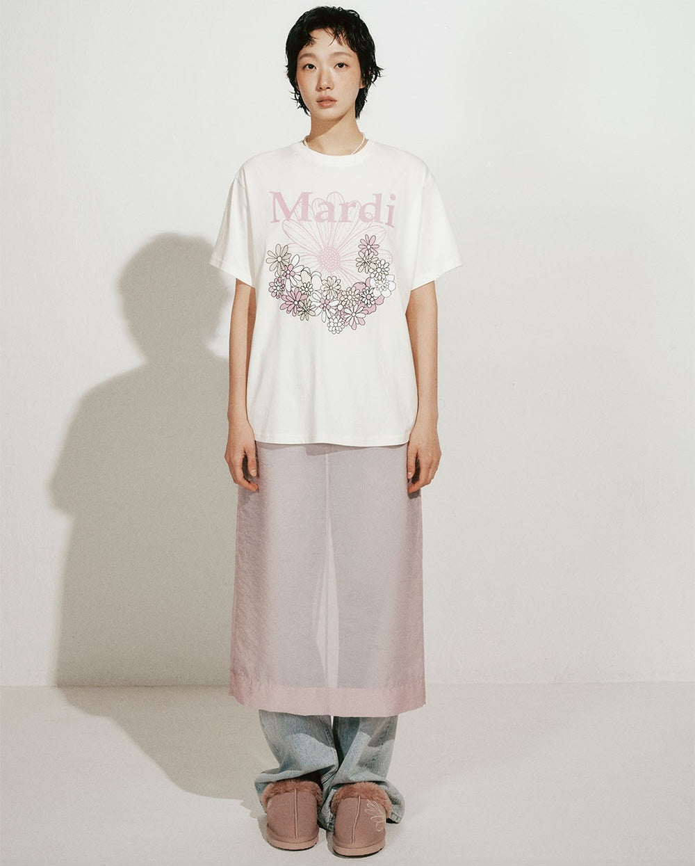 Tshirt FLOWERMARDI JARDIN Cream Pink Lavender