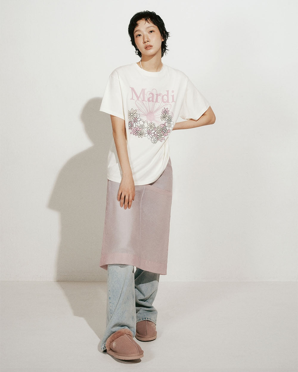 Tshirt FLOWERMARDI JARDIN Cream Pink Lavender