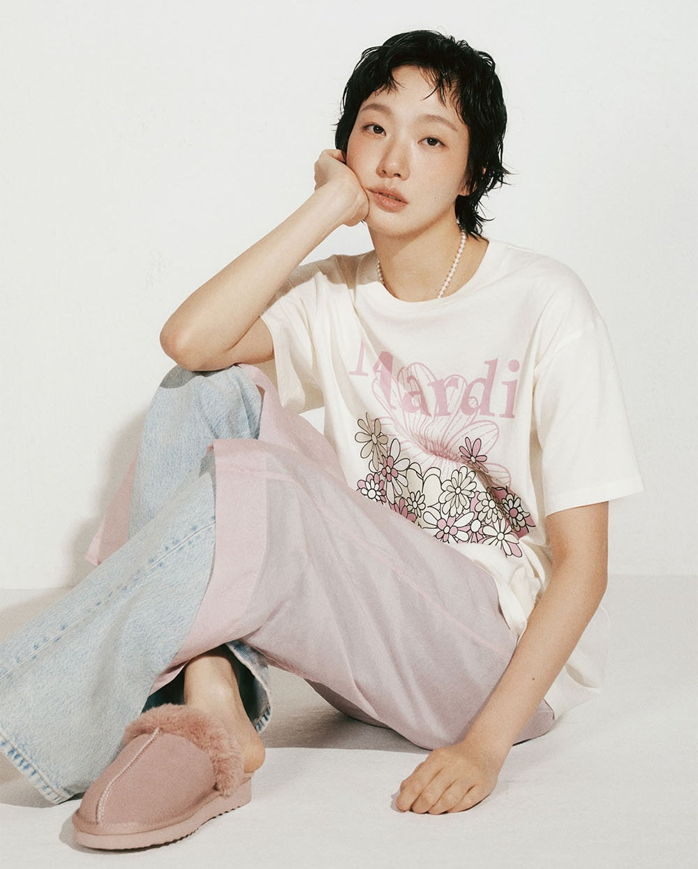 Tshirt FLOWERMARDI JARDIN Cream Pink Lavender
