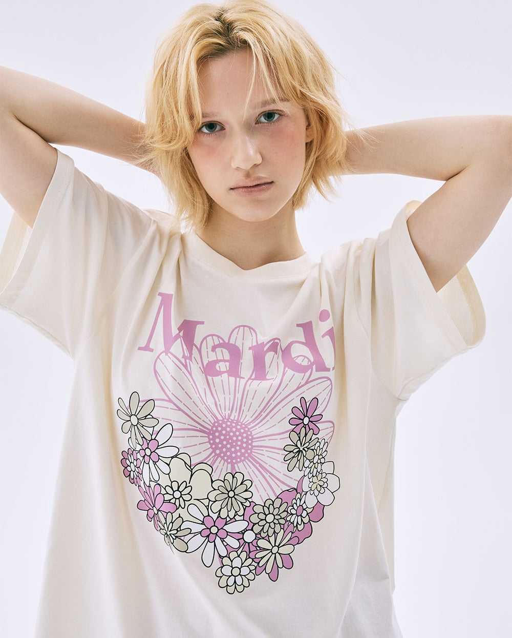 Tshirt FLOWERMARDI JARDIN Cream Pink Lavender