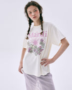 Tshirt FLOWERMARDI JARDIN Cream Pink Lavender