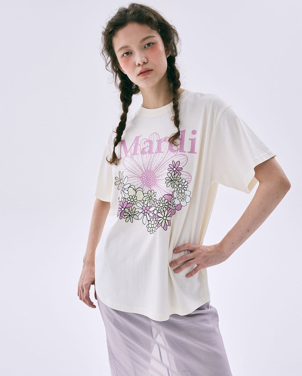 Tshirt FLOWERMARDI JARDIN Cream Pink Lavender