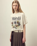 Tshirt FLOWERMARDI JARDIN Oatmeal Black
