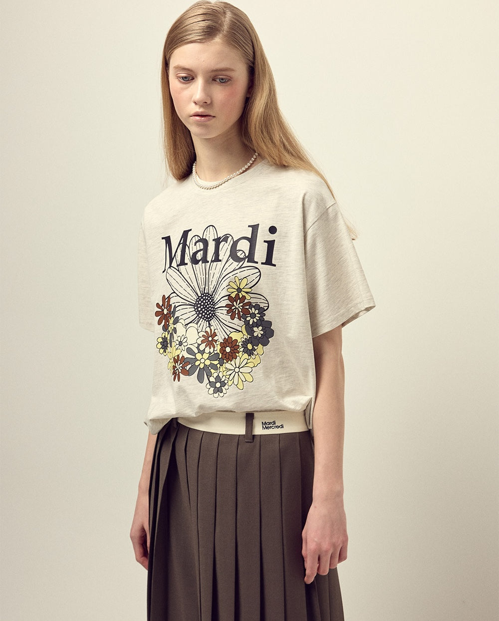 Tshirt FLOWERMARDI JARDIN Oatmeal Black