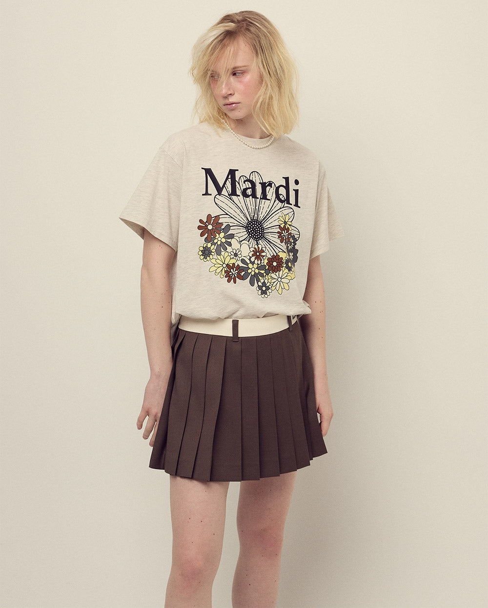 Tshirt FLOWERMARDI JARDIN Oatmeal Black