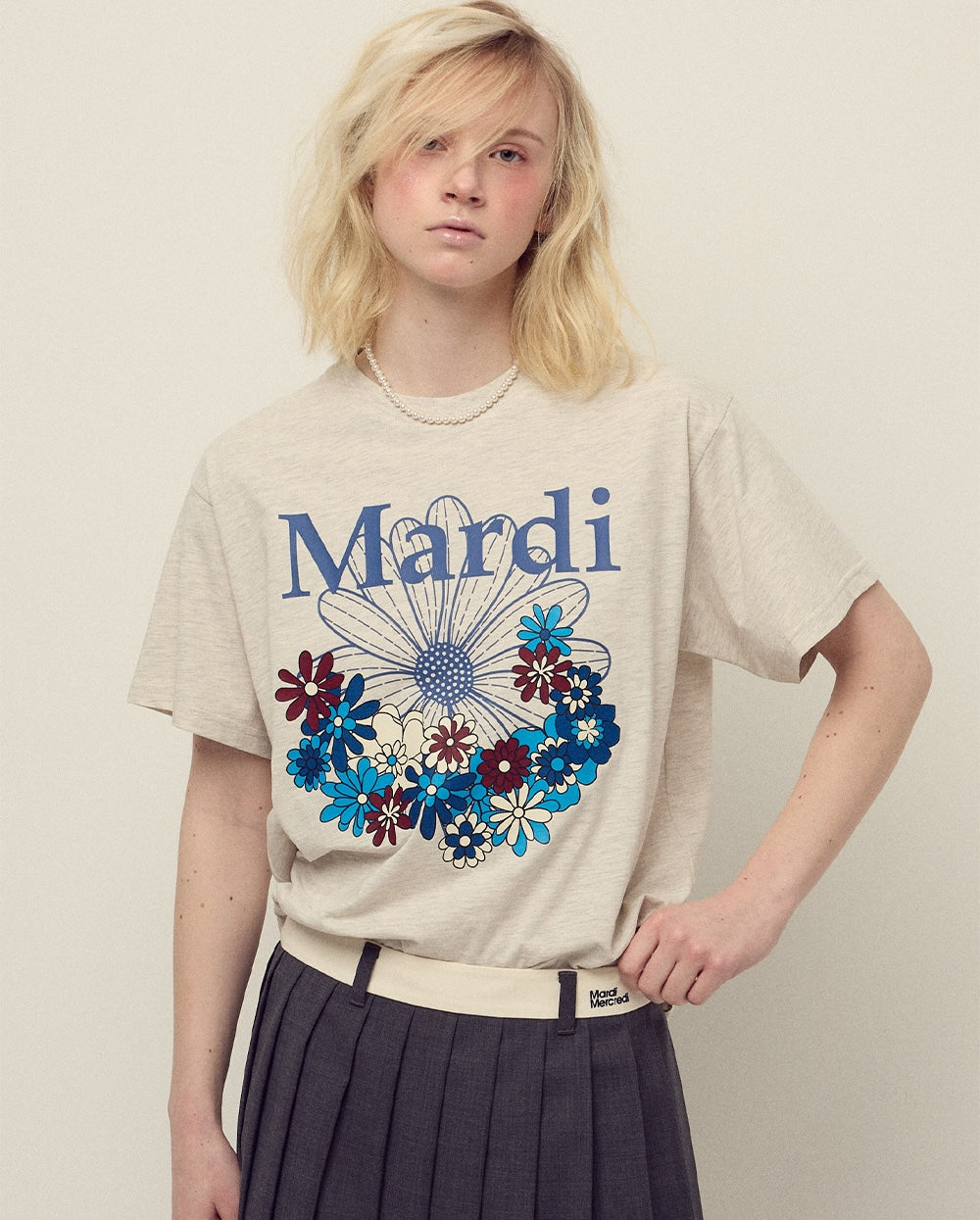 Tshirt FLOWERMARDI JARDIN Oatmeal Blue