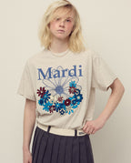 Tshirt FLOWERMARDI JARDIN Oatmeal Blue