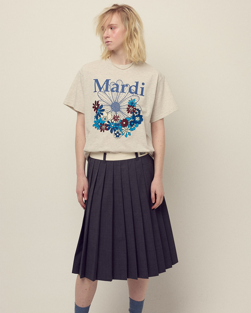 Tshirt FLOWERMARDI JARDIN Oatmeal Blue