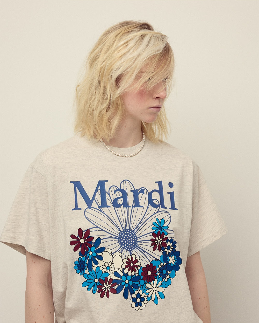 Tshirt FLOWERMARDI JARDIN Oatmeal Blue