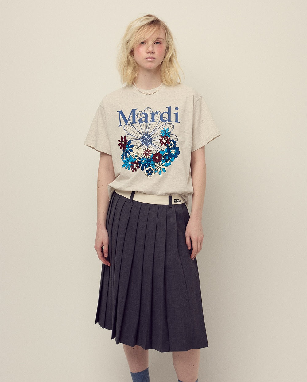 Tshirt FLOWERMARDI JARDIN Oatmeal Blue