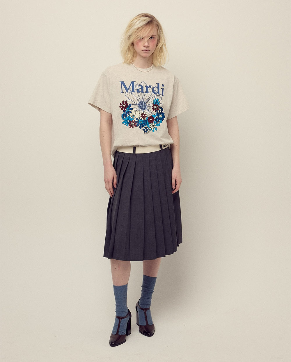 Tshirt FLOWERMARDI JARDIN Oatmeal Blue