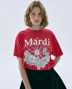 Tshirt FLOWERMARDI JARDIN Red White