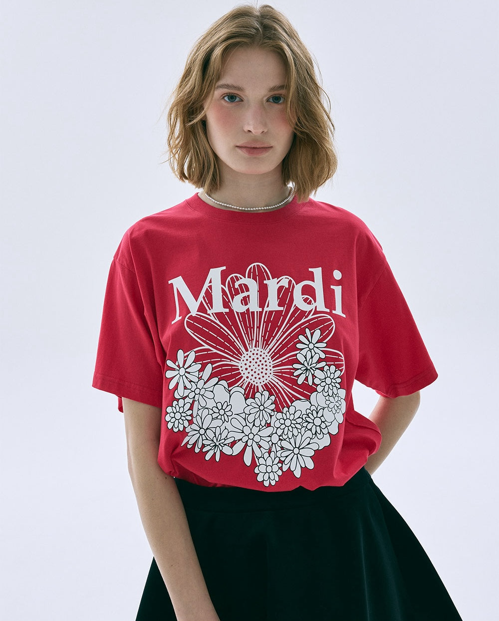 Tshirt FLOWERMARDI JARDIN Red White