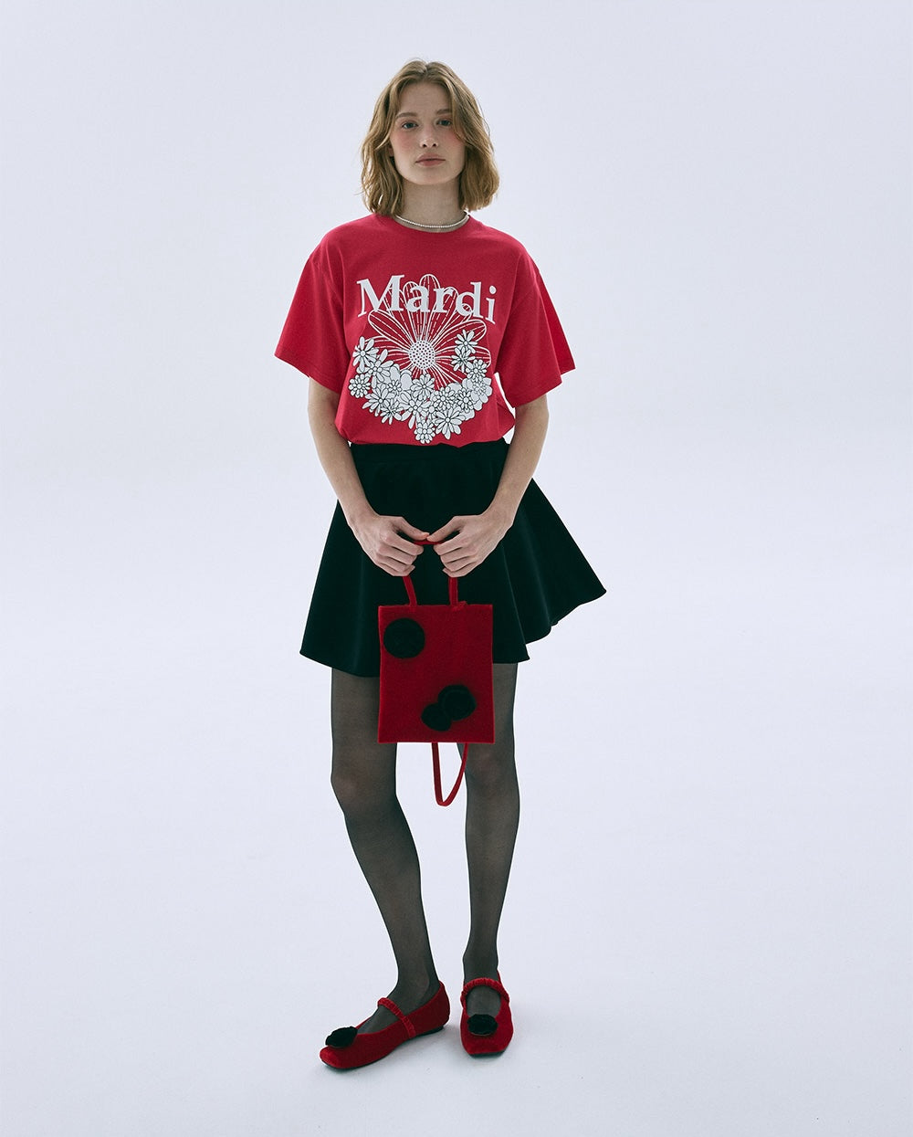 Tshirt FLOWERMARDI JARDIN Red White