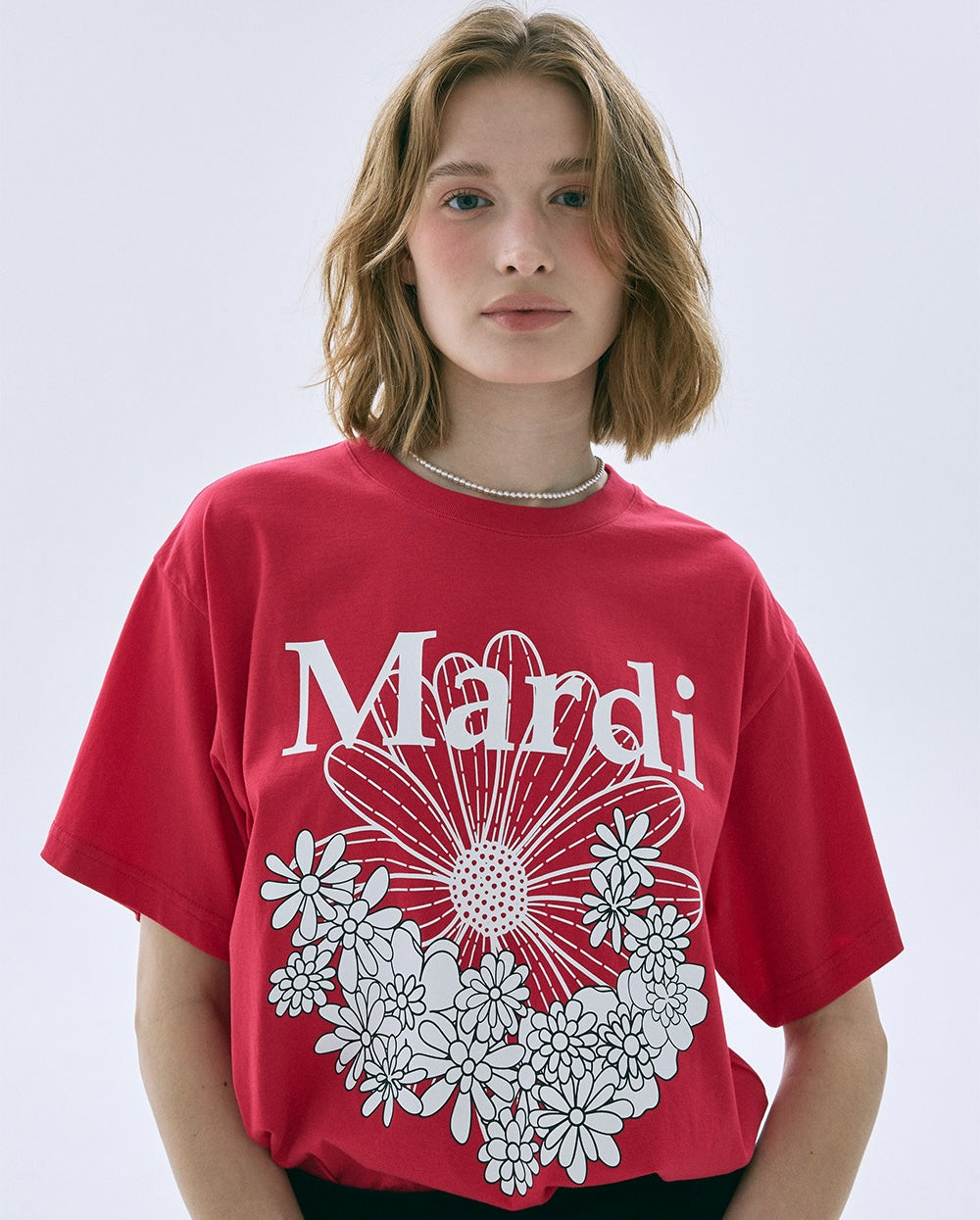 Tshirt FLOWERMARDI JARDIN Red White