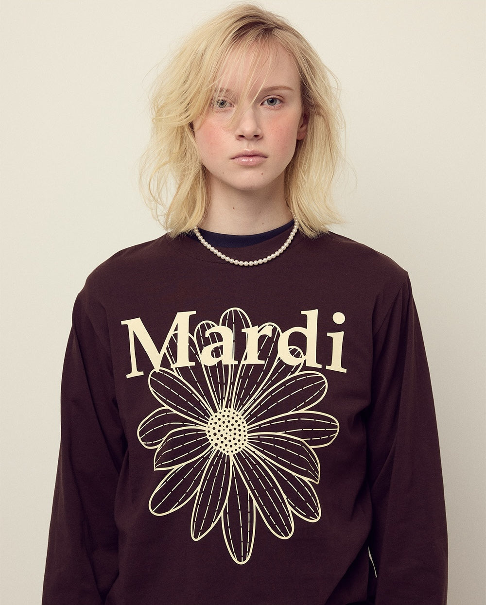 Tshirt Long Sleeve FLOWERMARDI Brown Cream