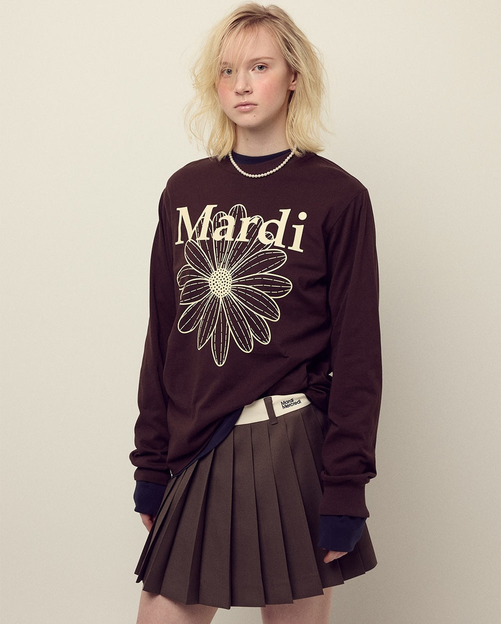 Tshirt Long Sleeve FLOWERMARDI Brown Cream