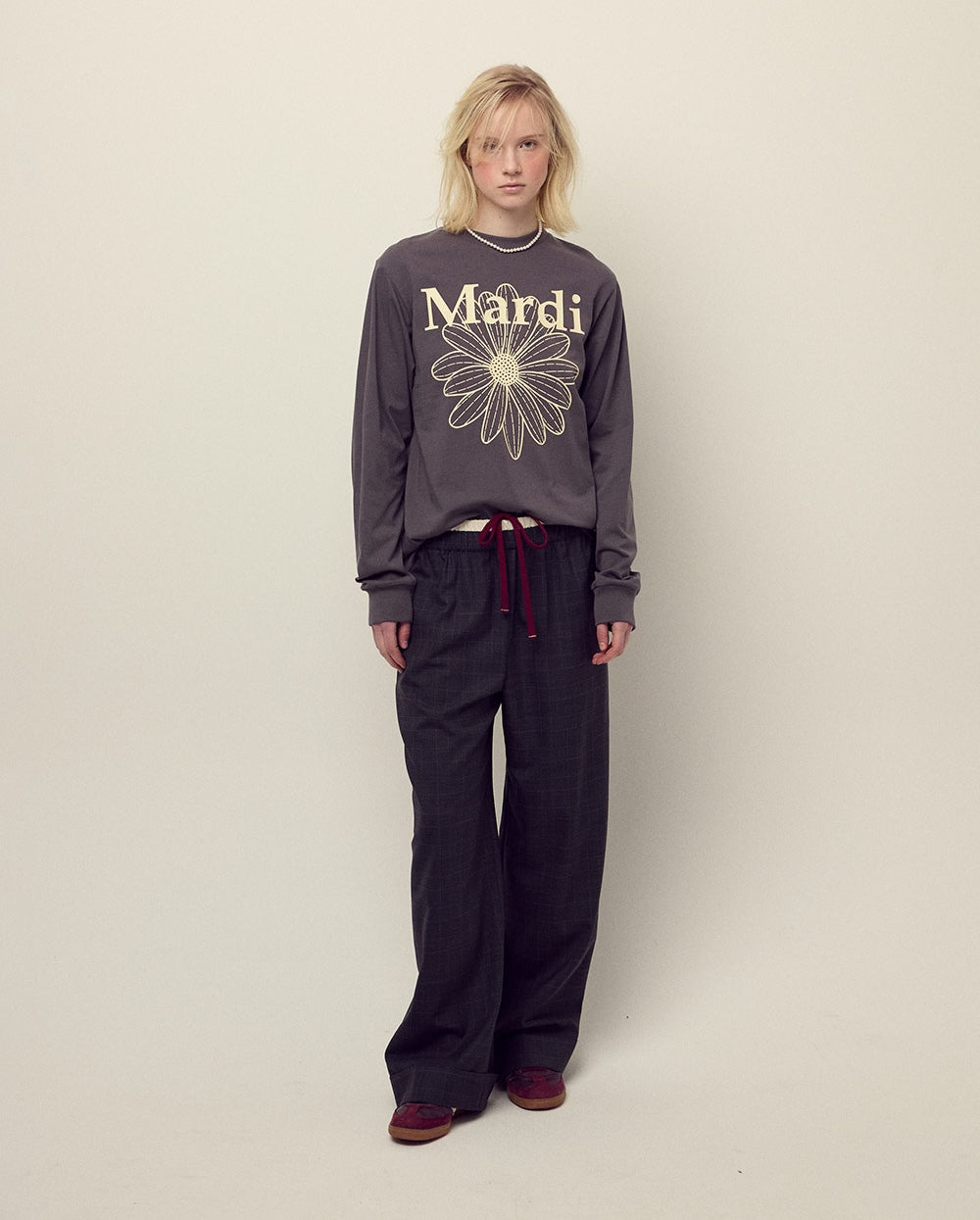 Tshirt Long Sleeve FLOWERMARDI Charcoal Cream