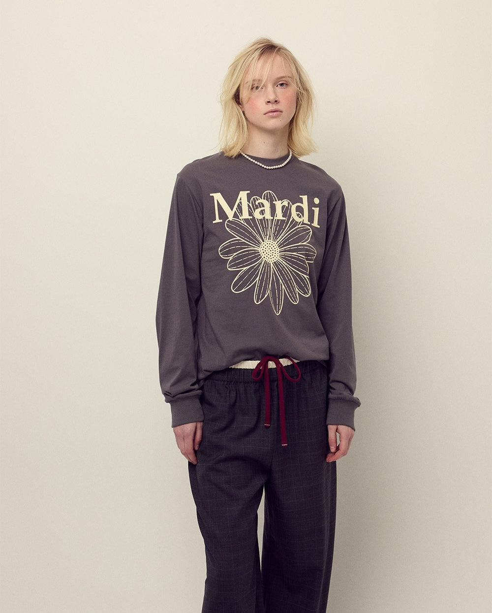 Tshirt Long Sleeve FLOWERMARDI Charcoal Cream