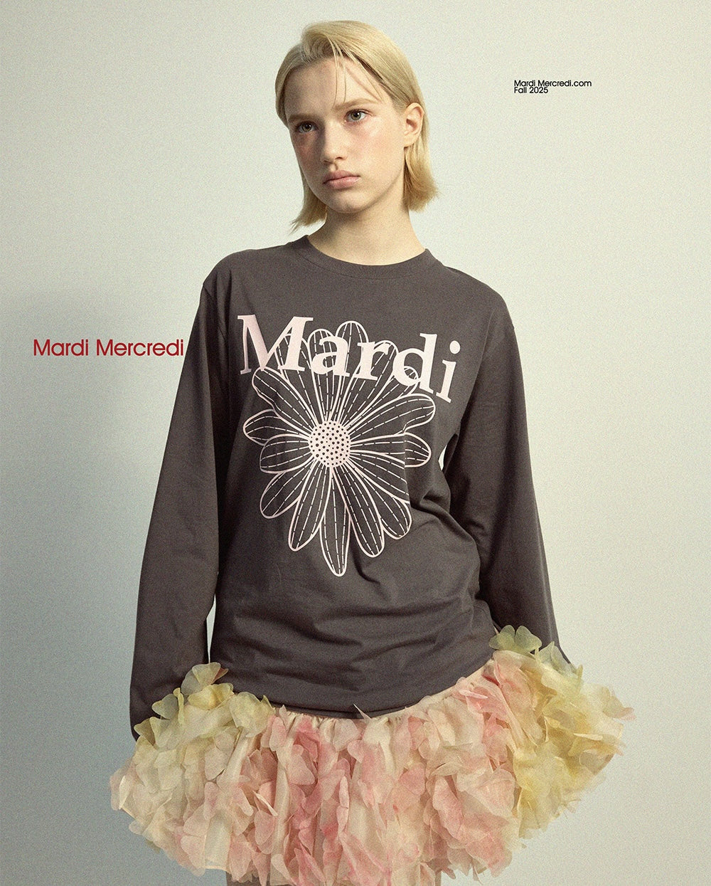 Tshirt Long Sleeve FLOWERMARDI Charcoal Pale Pink