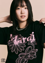 Tshirt TRIPLE FLOWER Black Pink