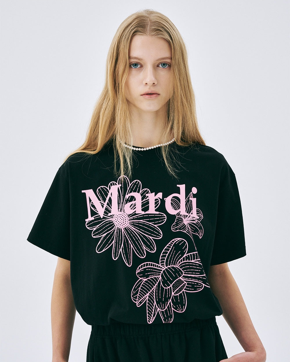 Tshirt TRIPLE FLOWER Black Pink