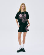 Tshirt TRIPLE FLOWER Black Pink