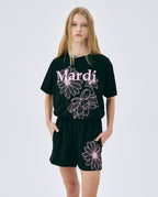 Tshirt TRIPLE FLOWER Black Pink
