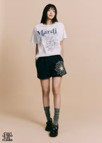 Tshirt TRIPLE FLOWER Ivory Navy