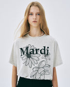 Tshirt TRIPLE FLOWER Oatmeal Black