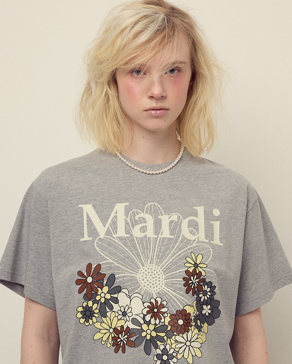 Tshirt FLOWERMARDI JARDIN Grey Ivory