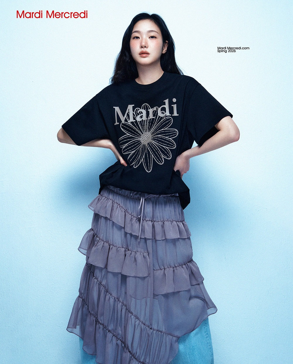 Unisex Tshirt FLOWERMARDI Black Taupe
