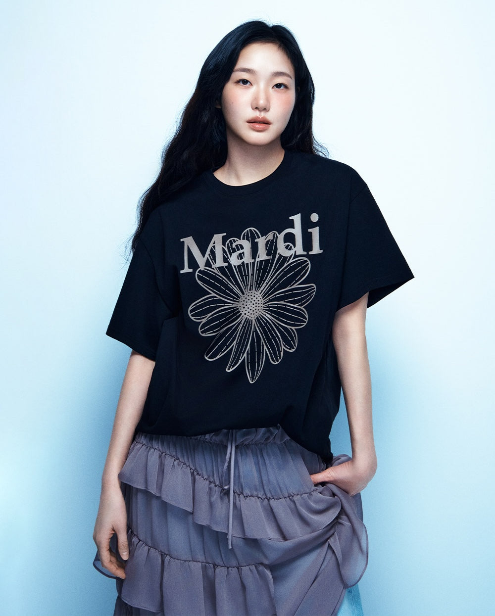 Unisex Tshirt FLOWERMARDI Black Taupe