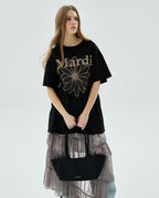 Unisex Tshirt FLOWERMARDI Black Taupe