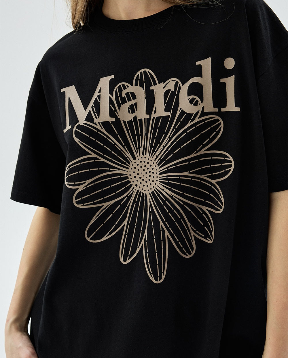 Unisex Tshirt FLOWERMARDI Black Taupe