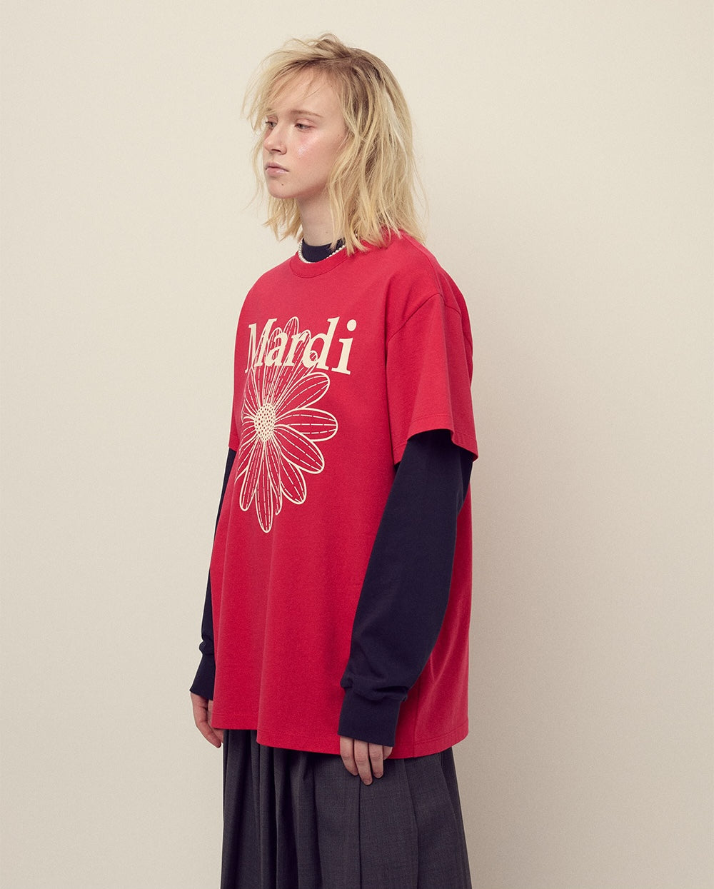 Unisex Tshirt FLOWERMARDI Red Ivory