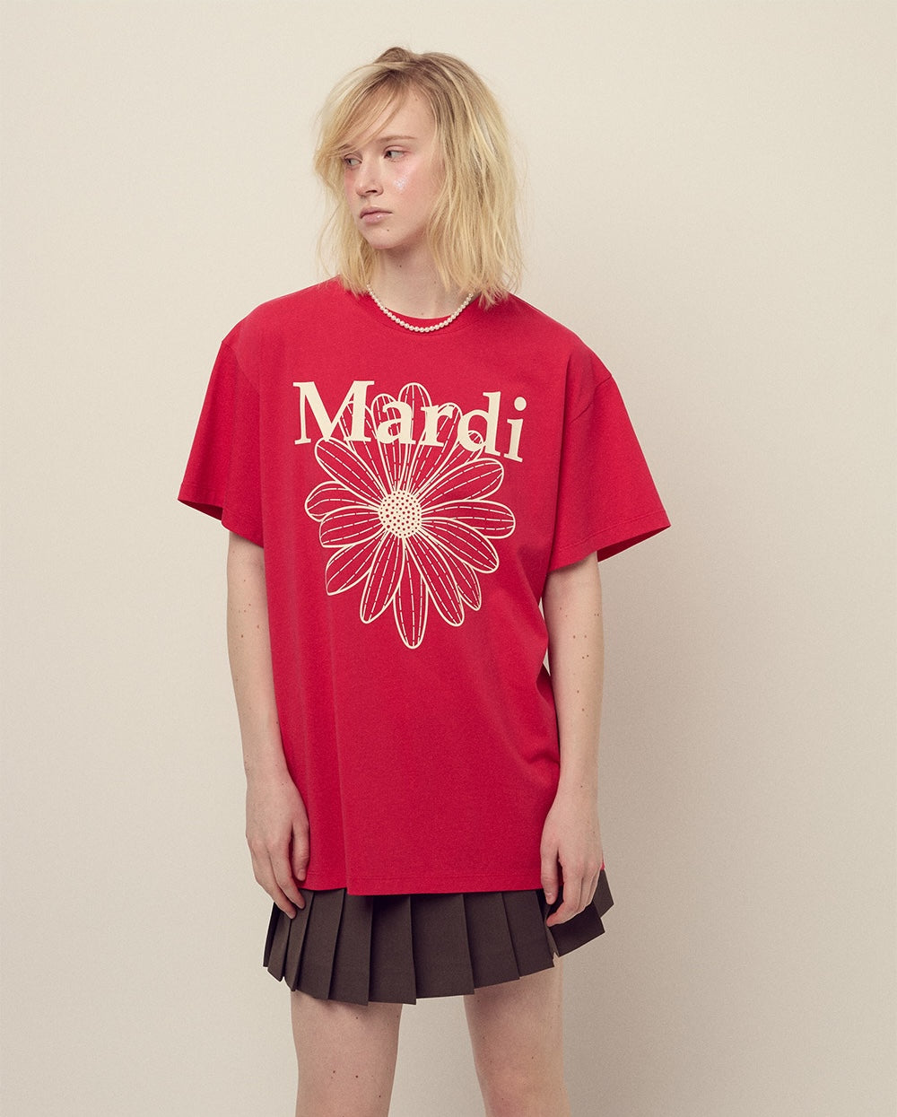 Unisex Tshirt FLOWERMARDI Red Ivory