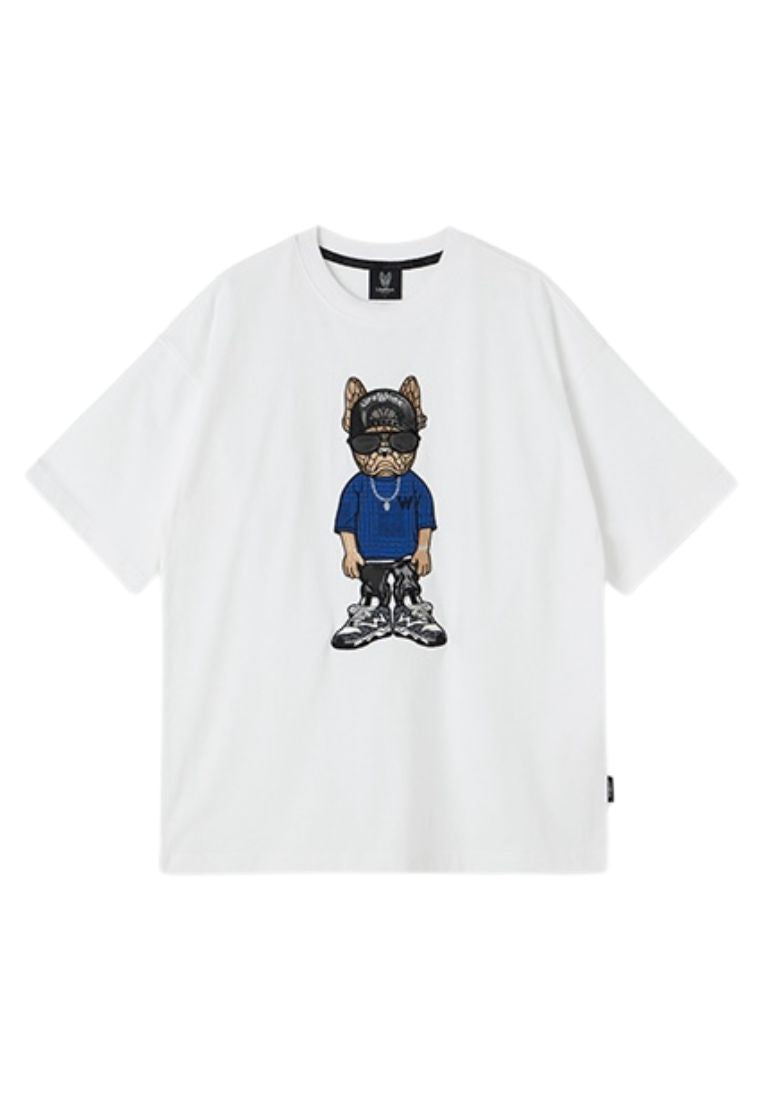 Snapback Hipdog Applique T-Shirt White