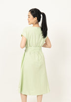 Round Neck Cotton Dress HA.2 D027-GREEN